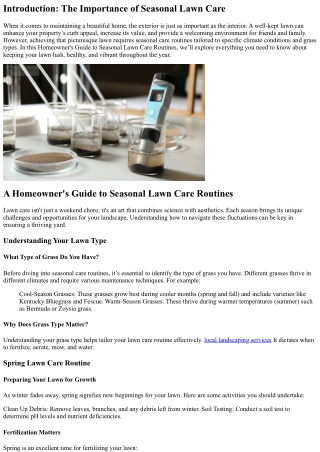 **A Homeowner's Guide to Seasonal Lawn Care Routines**