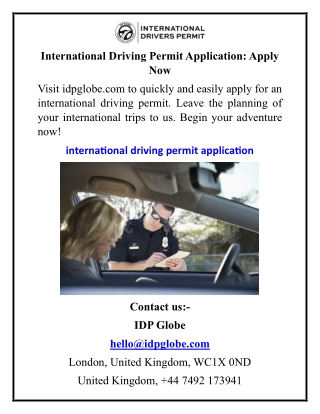 International Driving Permit Application Apply Now