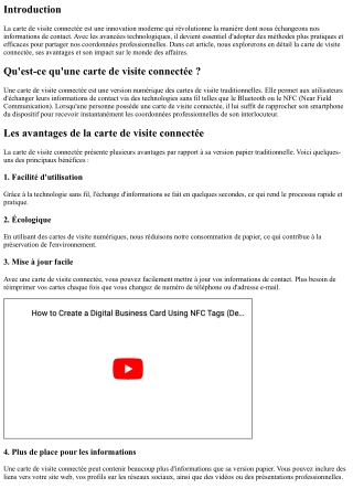 La carte de visite connectée : un moyen moderne d'échanger ses informations de c