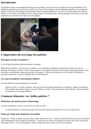 Comment Démonter et Recycler vos Vieilles Palettes ?