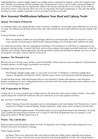 How Seasonal Modifications Affect Your Roof and Maintenance Needs