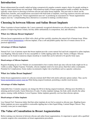 Choosing Between Silicone and Saline Breast Implants
