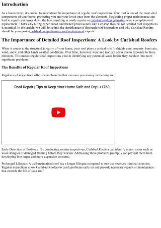 The Importance of Detailed Roof Inspections: A Look by Carlsbad Roofers