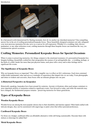 Crafting Memories: Personalized Keepsake Boxes for Special Occasions