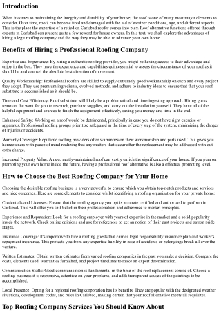 Benefits of Roof Replacement Services via a Trusted Carlsbad Roofer