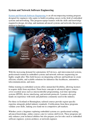 System and Network Software Engineering