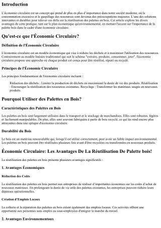 “Économie Circulaire: Les Avantages De La Réutilisation De Palette bois!”