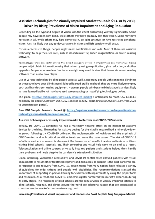 Assistive Technologies for Visually Impaired Market