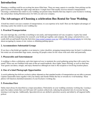 The advantages of Selecting a Party Bus Rental in your Wedding