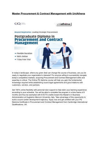 Master Procurement & Contract Management with UniAthena