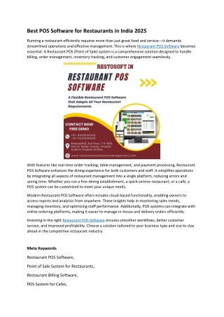 Best POS Software for Restaurants in India 2025