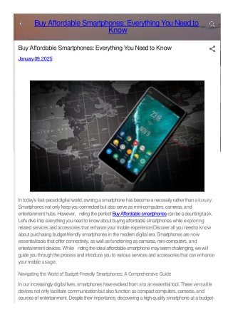 Buy Affordable Smartphones: Everything You Need to Know