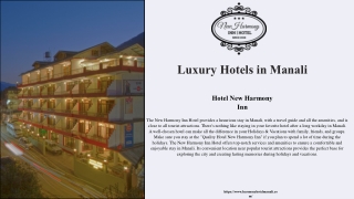 Luxury Hotels in Manali