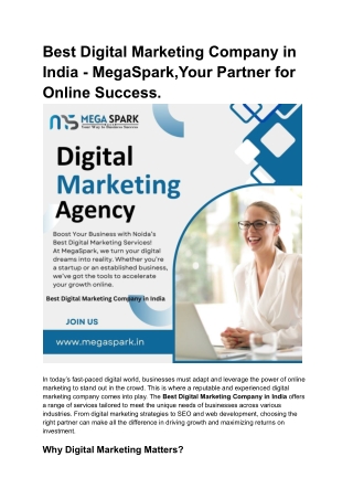 Best Digital Marketing Company in India - MegaSpark, Your Partner for Online Suc