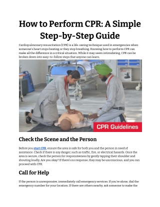 How to Perform CPR A Simple Step-by-Step Guide