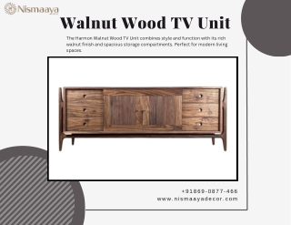 Harmon Walnut Wood TV Unit – Timeless Elegance by Nismaaya Decor.