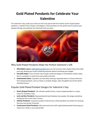 Gold Plated Pendants for Celebrate Your Valentine