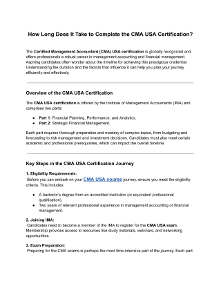 How Long Does It Take to Complete the CMA USA Certification