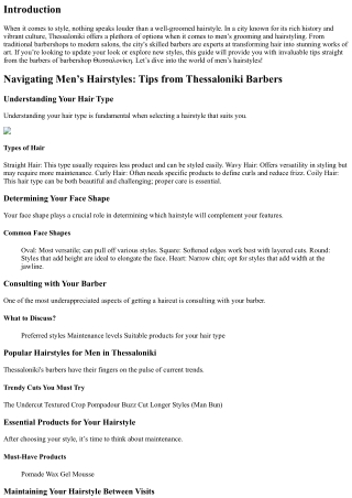 Navigating Men’s Hairstyles: Tips from Thessaloniki Barbers