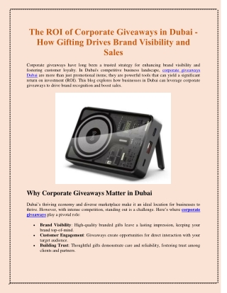 The ROI of Corporate Giveaways in Dubai -How Gifting Drives Brand Visibility and Sales