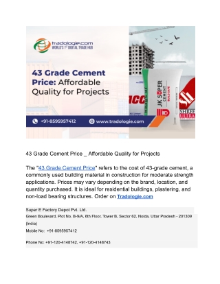 43 Grade Cement Price _ Affordable Quality for Projects