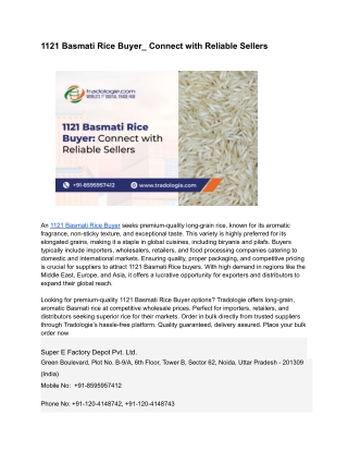 1121 Basmati Rice Buyer_ Connect with Reliable Sellers