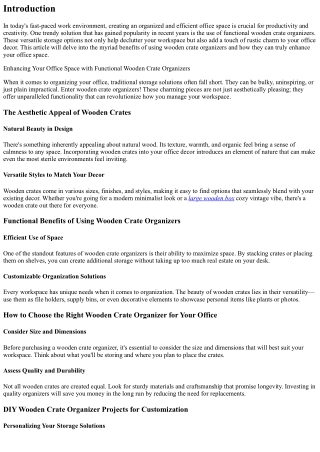 Enhancing Your Office Space with Functional Wooden Crate Organizers