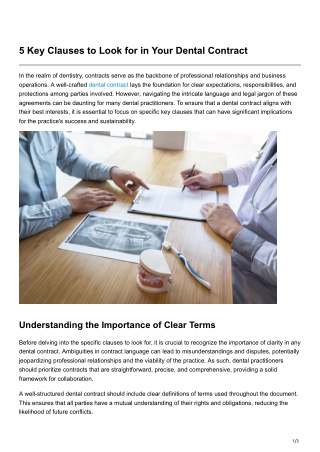 5 Key Clauses to Look for in Your Dental Contract