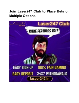 Join Laser247 Club to Place Bets on Multiple Options