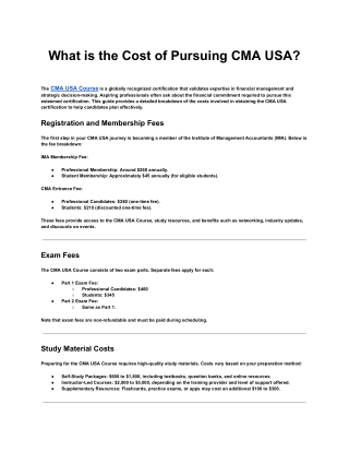 CMA USA Course Costs: A Comprehensive Guide