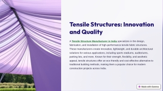 Tensile Structure Manufacturer in India