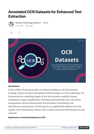 Annotated OCR Datasets for Enhanced Text Extraction