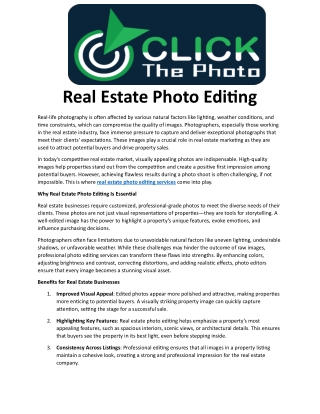 Real Estate Photo Editing