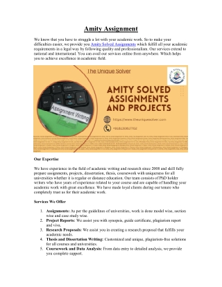 Amity Solved Assignments