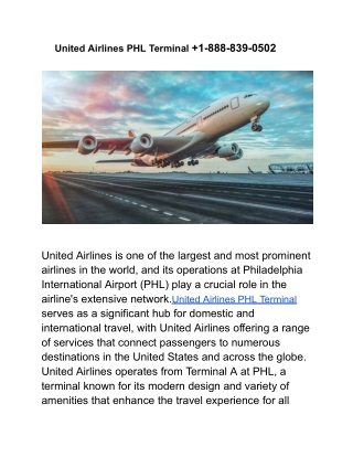 United Airlines PHL Terminal  1-888-839-0502