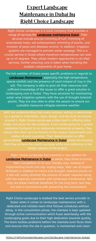 Expert Landscape Maintenance in Dubai by Right Choice Landscape