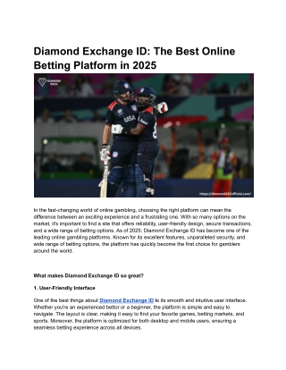 Diamond Exchange ID_ The Best Online Betting Platform in 2025