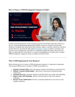 How to Choose a CRM Development Company in Noida