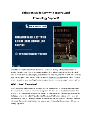 Litigation Made Easy with Expert Legal Chronology Support