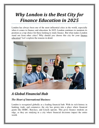 Why London is the Best City for Finance Education in 2025