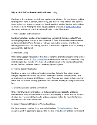 Why a 2BHK in Kondhwa is Ideal for Modern Living