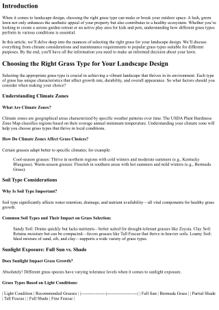 Choosing the Right Grass Type for Your Landscape Design
