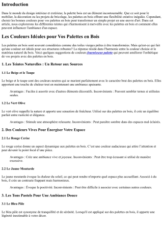 Les Couleurs Idéales pour Vos Palettes en Bois