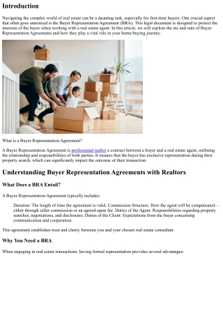 “Understanding Buyer Representation Agreements with Realtors”