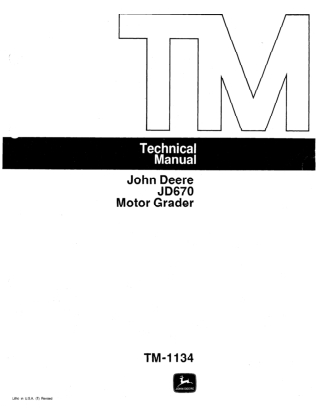 JOHN DEERE JD670 MOTOR GRADER Service Repair Manual Instant Download