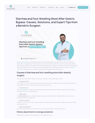 Tips for managing diarrhoea and stool odor after surgery with a bariatricsurgeon