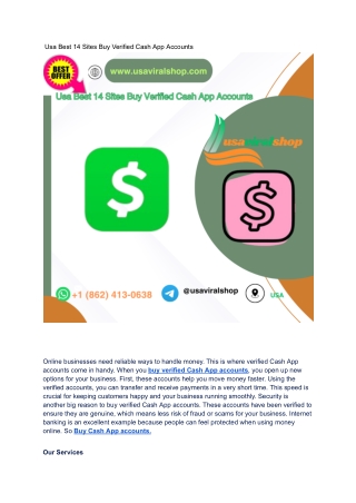 Usa Best 14 Sites Buy Verified Cash App Accounts