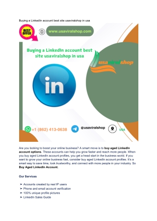 Buying a LinkedIn account best site usaviralshop in usa