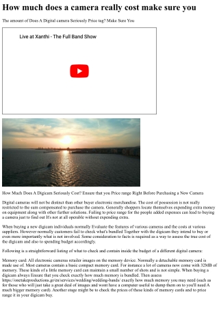 How much does a camera really cost make sure you