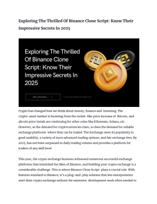 Exploring The Thrilled Of Binance Clone Script_ Know Their Impressive Secrets In 2025